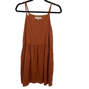 ANN Taylor LOFT Rust Spaghetti Strap Tufted Fully Lined Dress Size XS